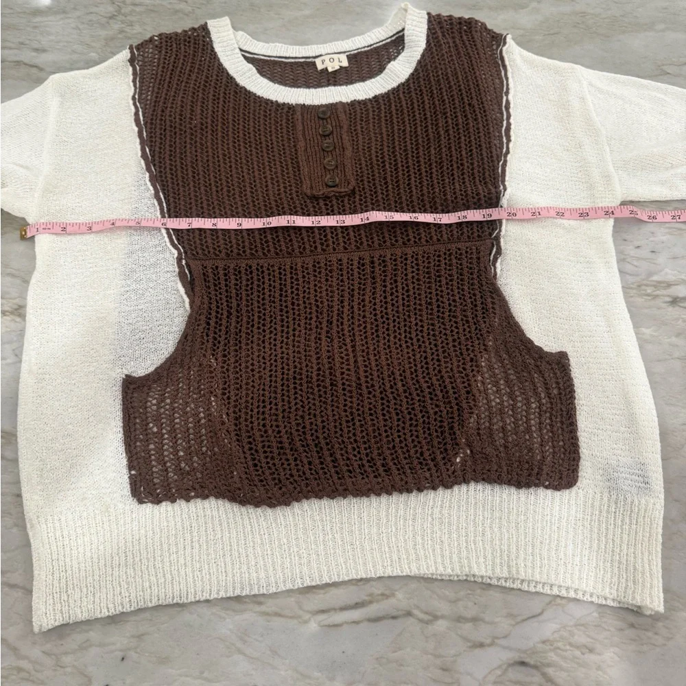 POL Oversized Brown and Cream Open Knit Sweater - Picture 9 of 11